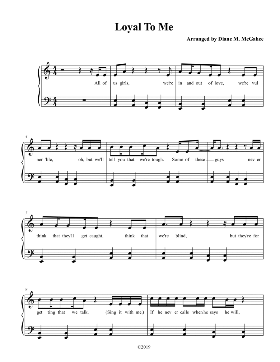 Loyal To Me Piano, Vocal scores gallery preview page 1