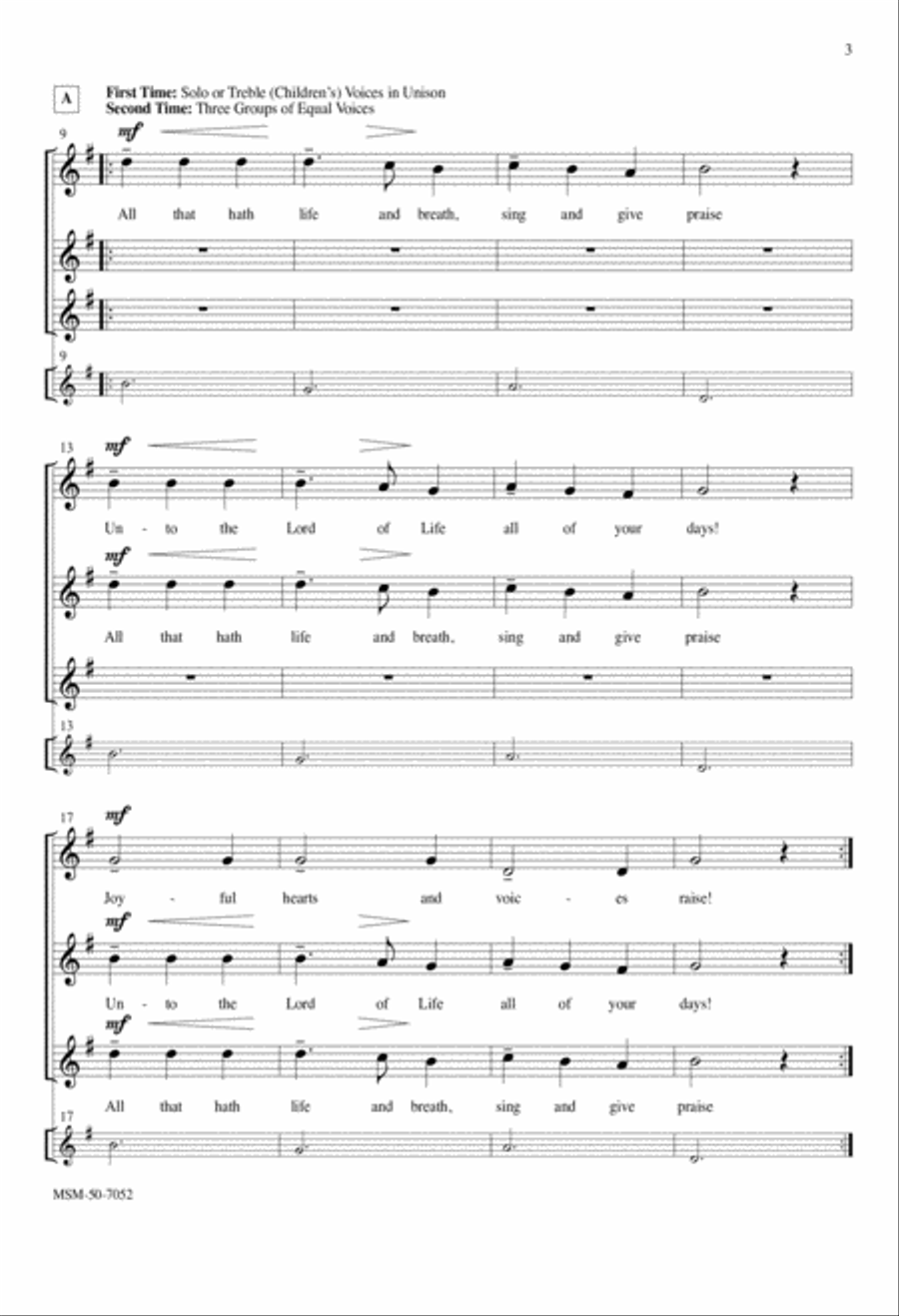 All That Hath Life and Breath 4-Part scores gallery preview page 3