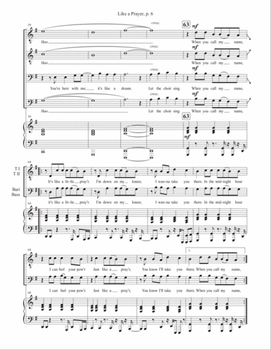 Like A Prayer Like A Prayer TTBB scores gallery preview page 6