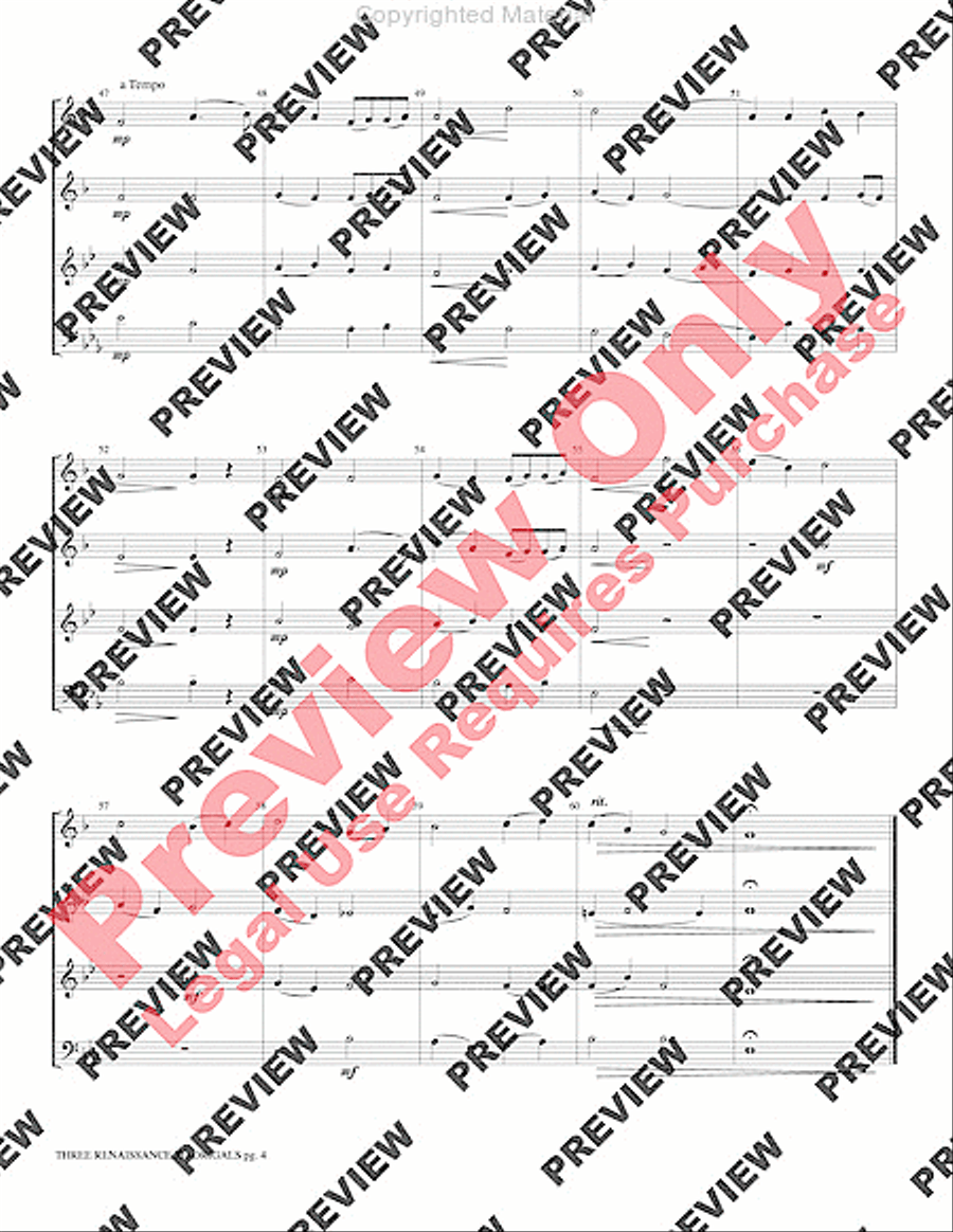 Three Renaissance Madrigals Brass Quartet scores gallery preview page 6