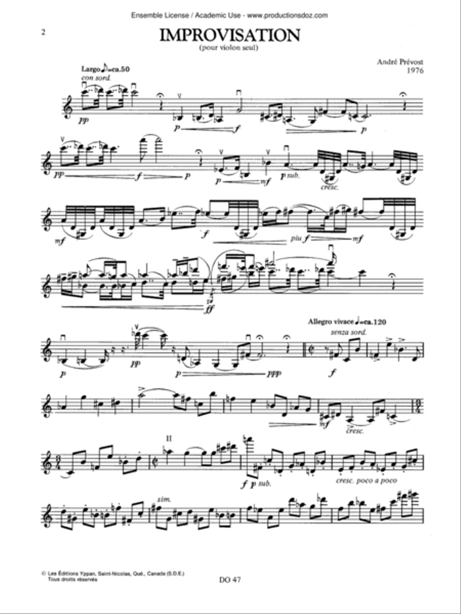 Improvisation Improvisation Violin Solo scores gallery preview page 2