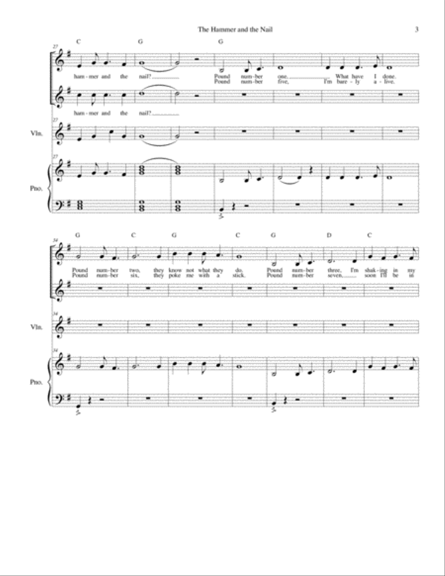 The Hammer and the Nail - Good Friday - vocal duet with violin and piano Small Ensemble scores gallery preview page 3