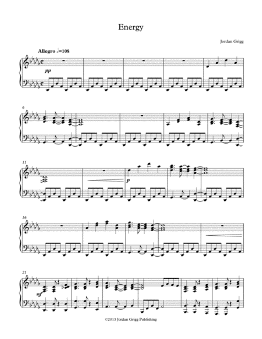 Energy Energy Piano Solo scores gallery preview page 1