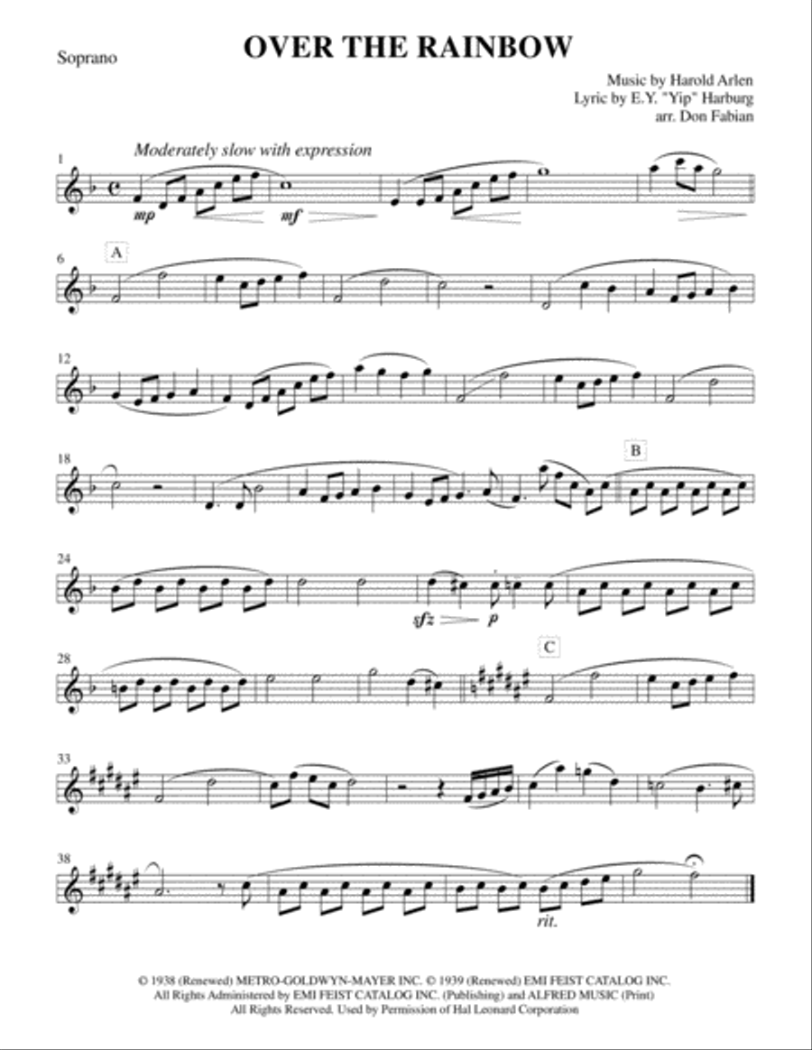 Over The Rainbow (from The Wizard Of Oz) Woodwind Quartet scores gallery preview page 4