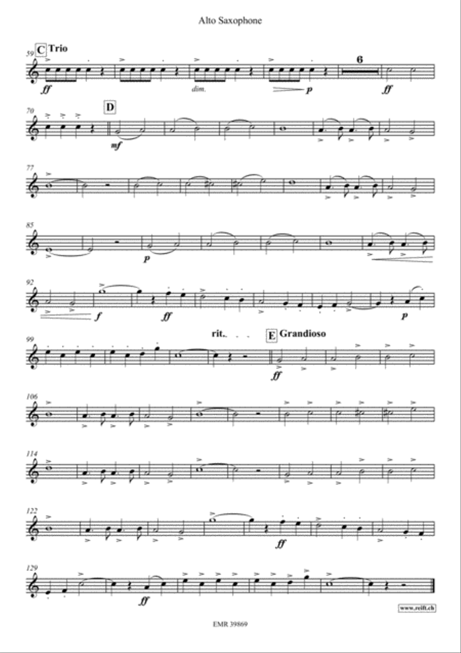 10 Greatest Famous Marches Alto Saxophone scores gallery preview page 4