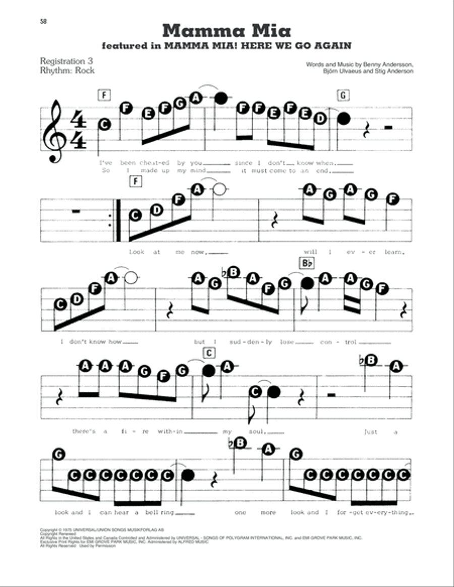 Mamma Mia Electronic Keyboard scores gallery preview page 1