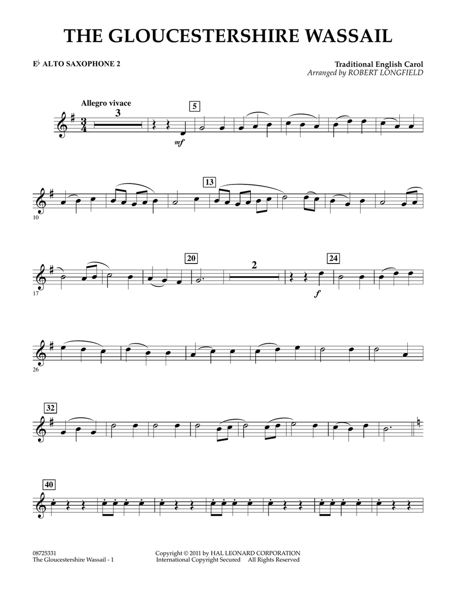 The Gloucestershire Wassail - Eb Alto Saxophone 2 Concert Band scores gallery preview page 1