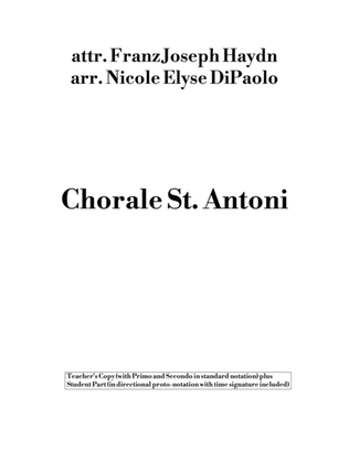 Chorale St. Antoni - Proto-Notation Beginner Arrangement w/ Teacher Duet (2P4H or 1P4H)