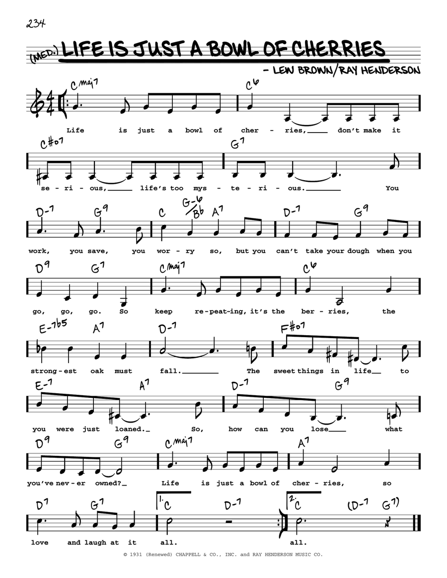 Life Is Just A Bowl Of Cherries (Low Voice) Low Voice scores gallery preview page 1