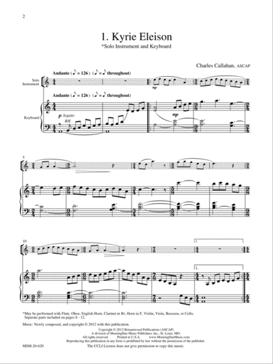 Three Gregorian Reflections- Solo Instrument & Organ Organ scores gallery preview page 3