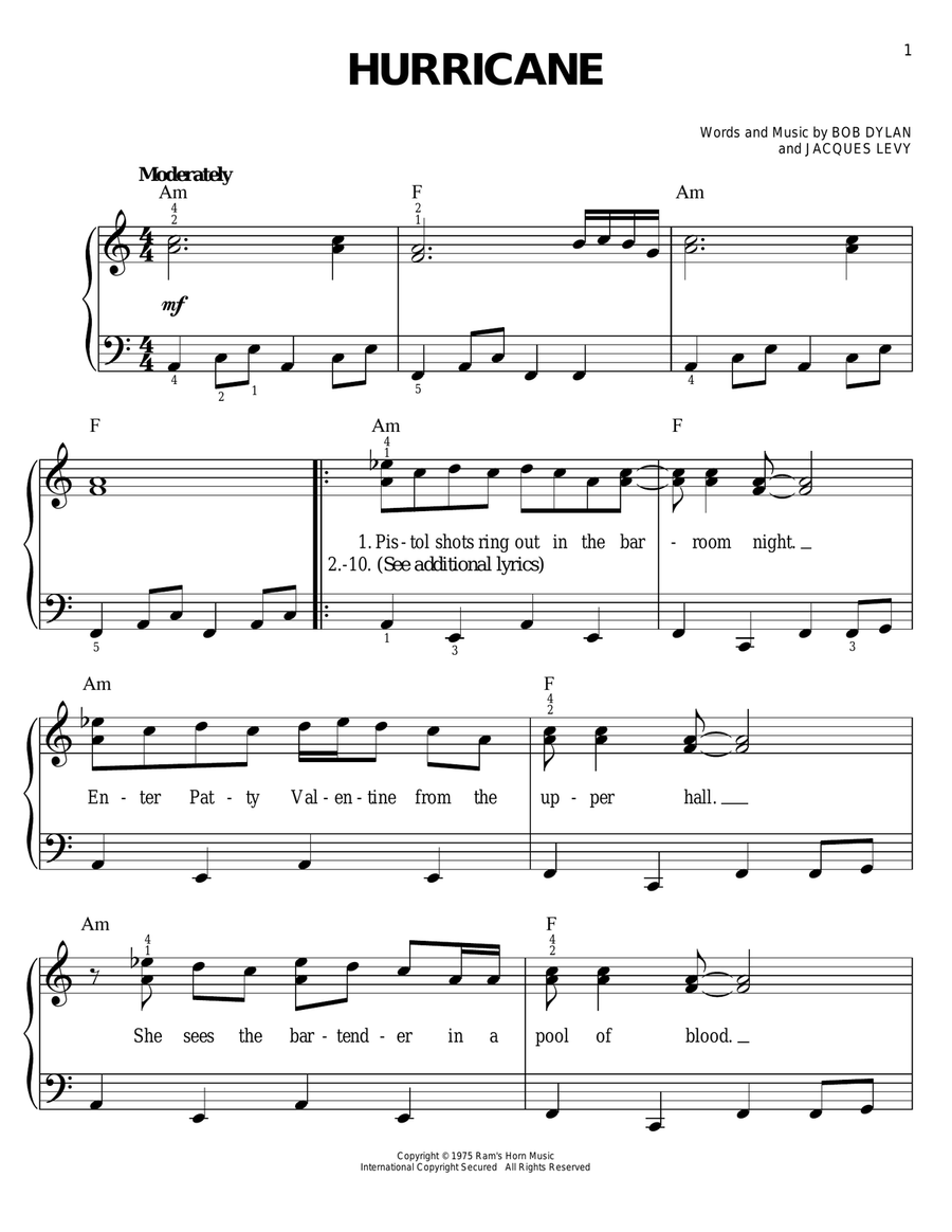Hurricane Hurricane Easy Piano scores gallery preview page 1