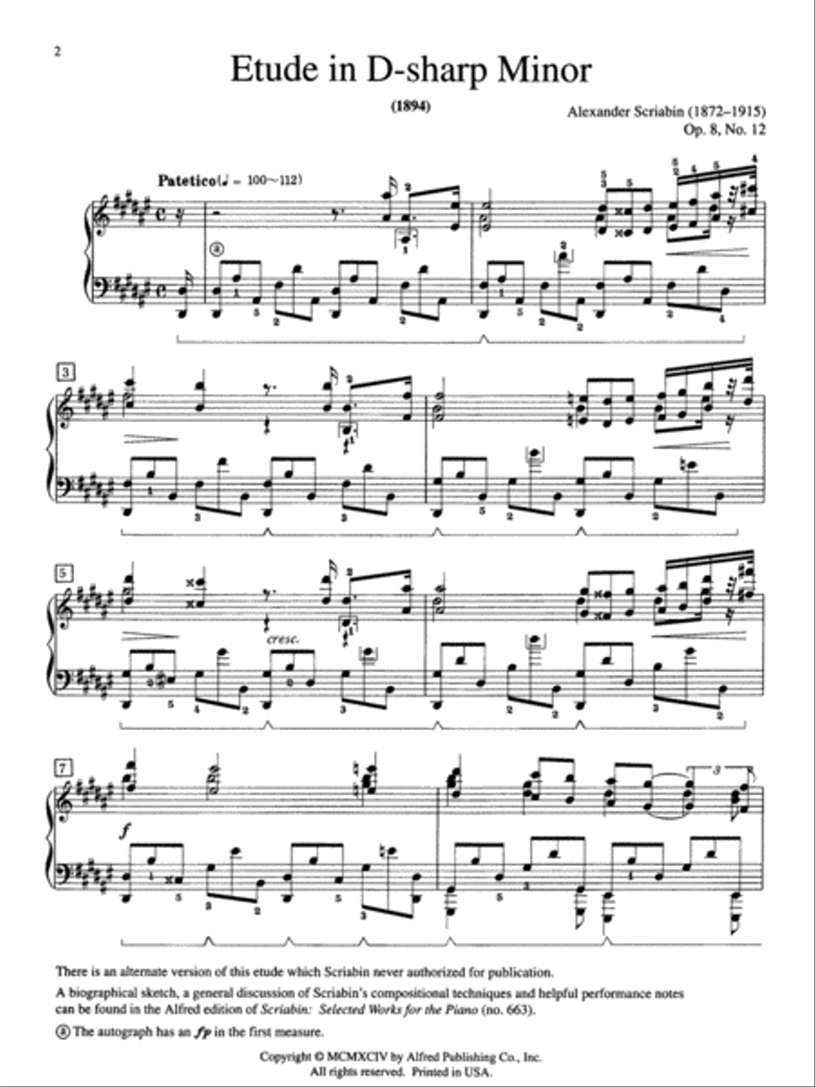 Scriabin: Etude in D-sharp Minor