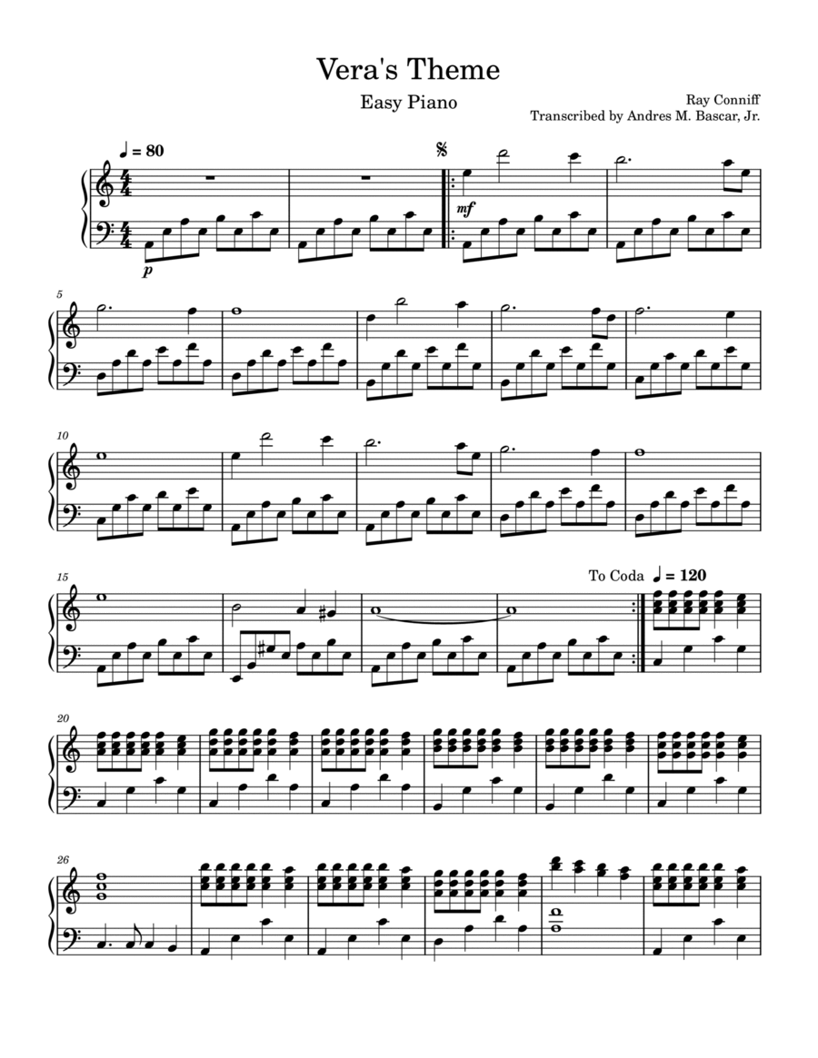 Vera S Theme Vera S Theme A Cappella scores gallery preview page 1
