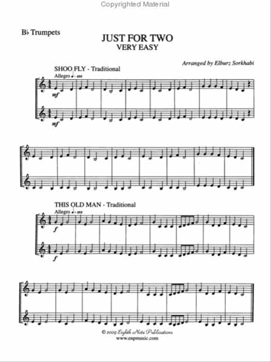 Just for Two Very Easy Trumpet Duet scores gallery preview page 2