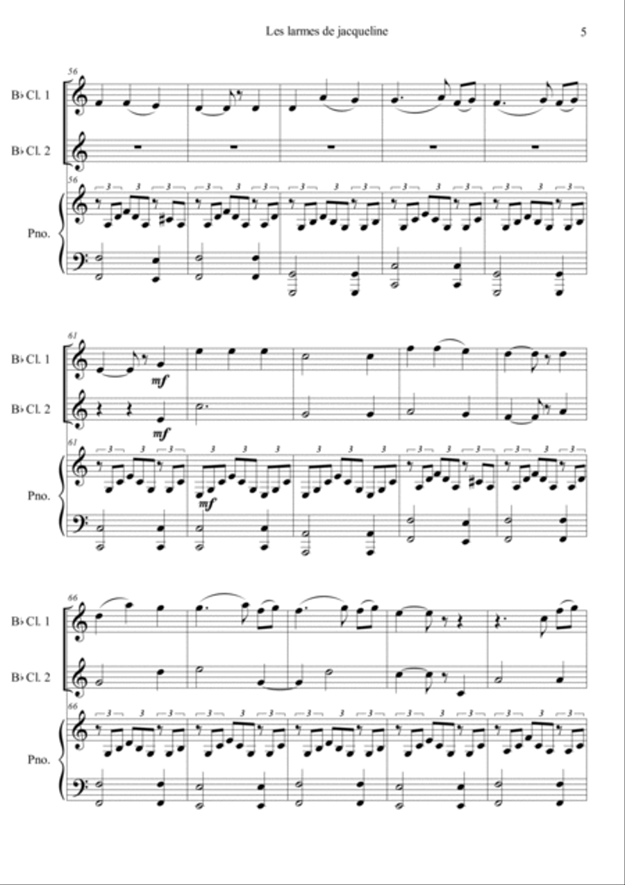 Jacqueline's Tears Jacqueline's Tears Clarinet Duet scores gallery preview page 5