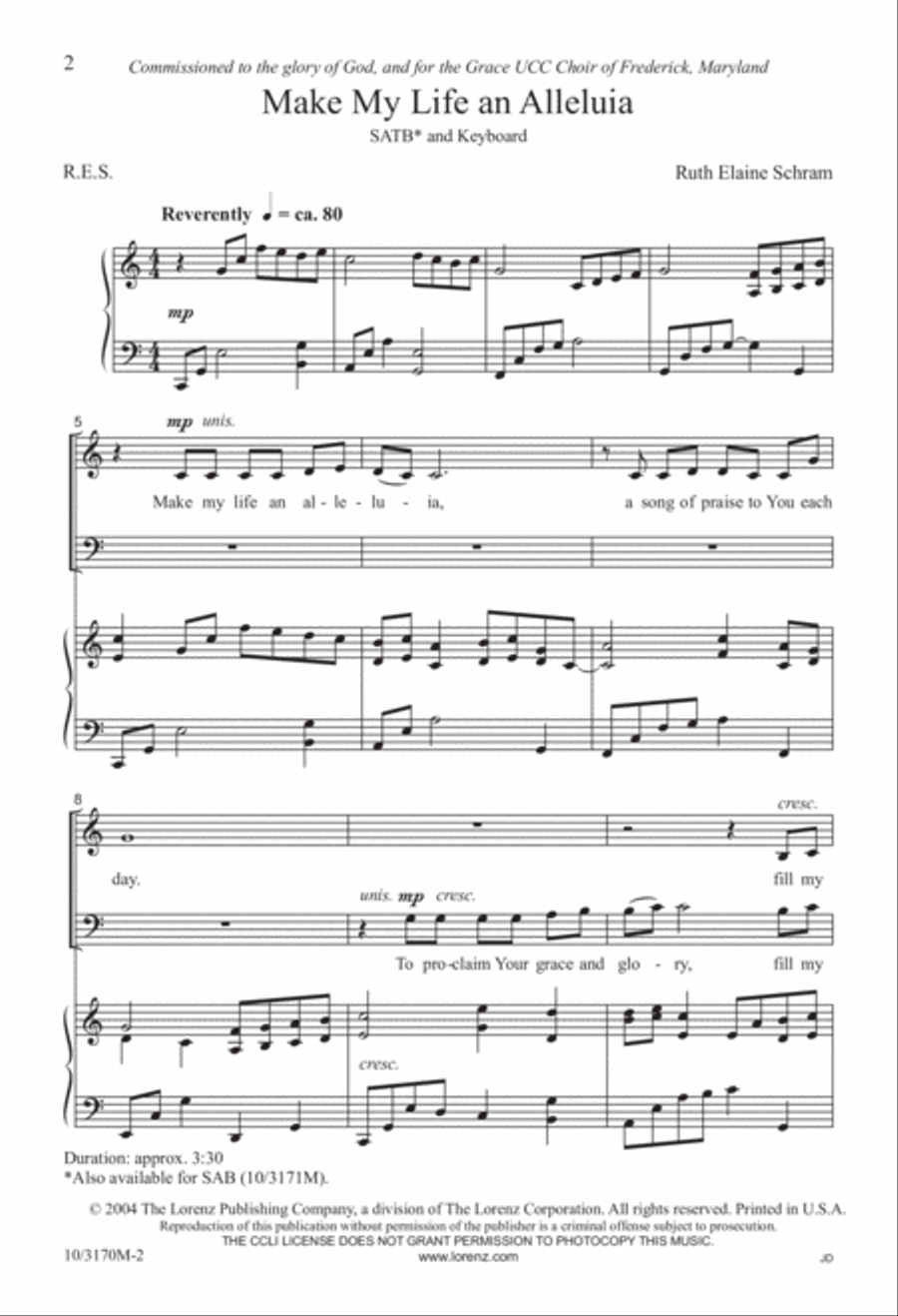 Make My Life an Alleluia 4-Part scores gallery preview page 2