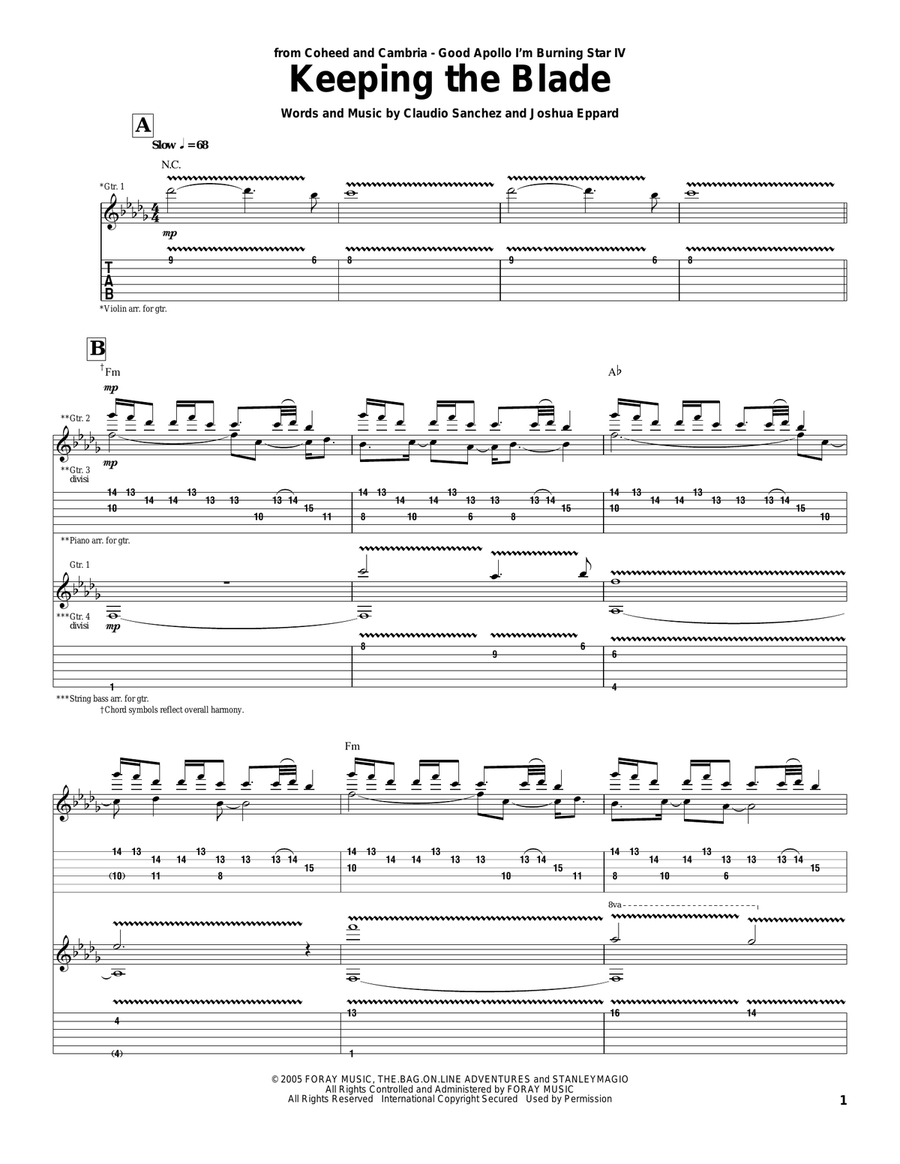 Keeping The Blade Acoustic Guitar scores gallery preview page 1