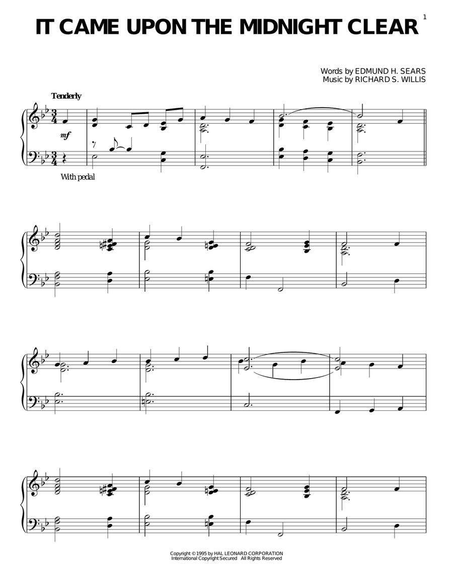 It Came Upon The Midnight Clear Piano Solo scores gallery preview page 1