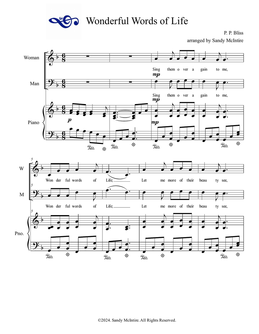 Wonderful Words of Life Medium Voice scores gallery preview page 1