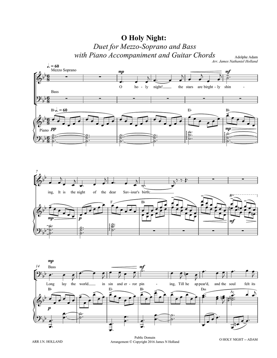 O Holy Night (Cantique de Noel) Adolphe Adam Duet for Bass and Mezzo Soprano Mezzo-Soprano Voice scores gallery preview page 3