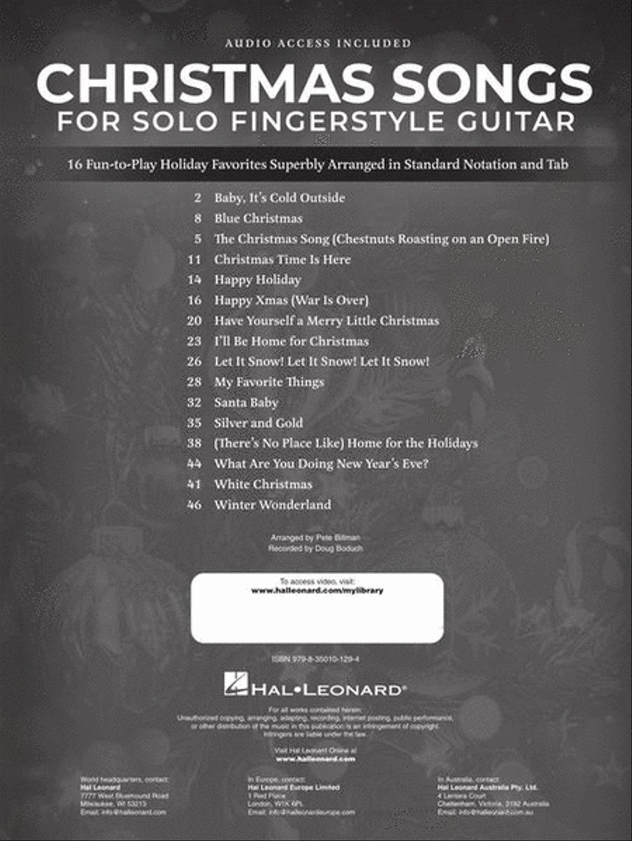 Christmas Songs for Solo Fingerstyle Guitar