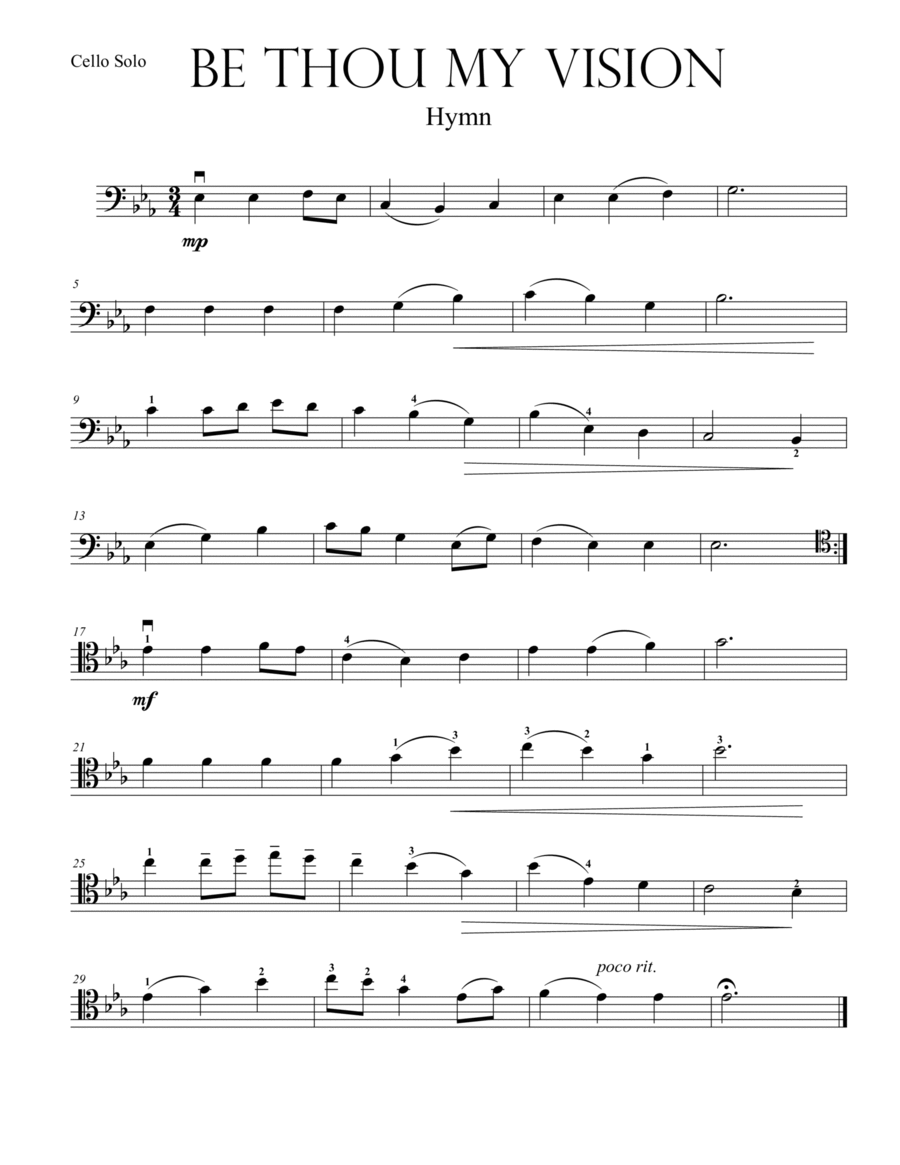 Be Thou My Vision for Cello Solo Cello Solo scores gallery preview page 1