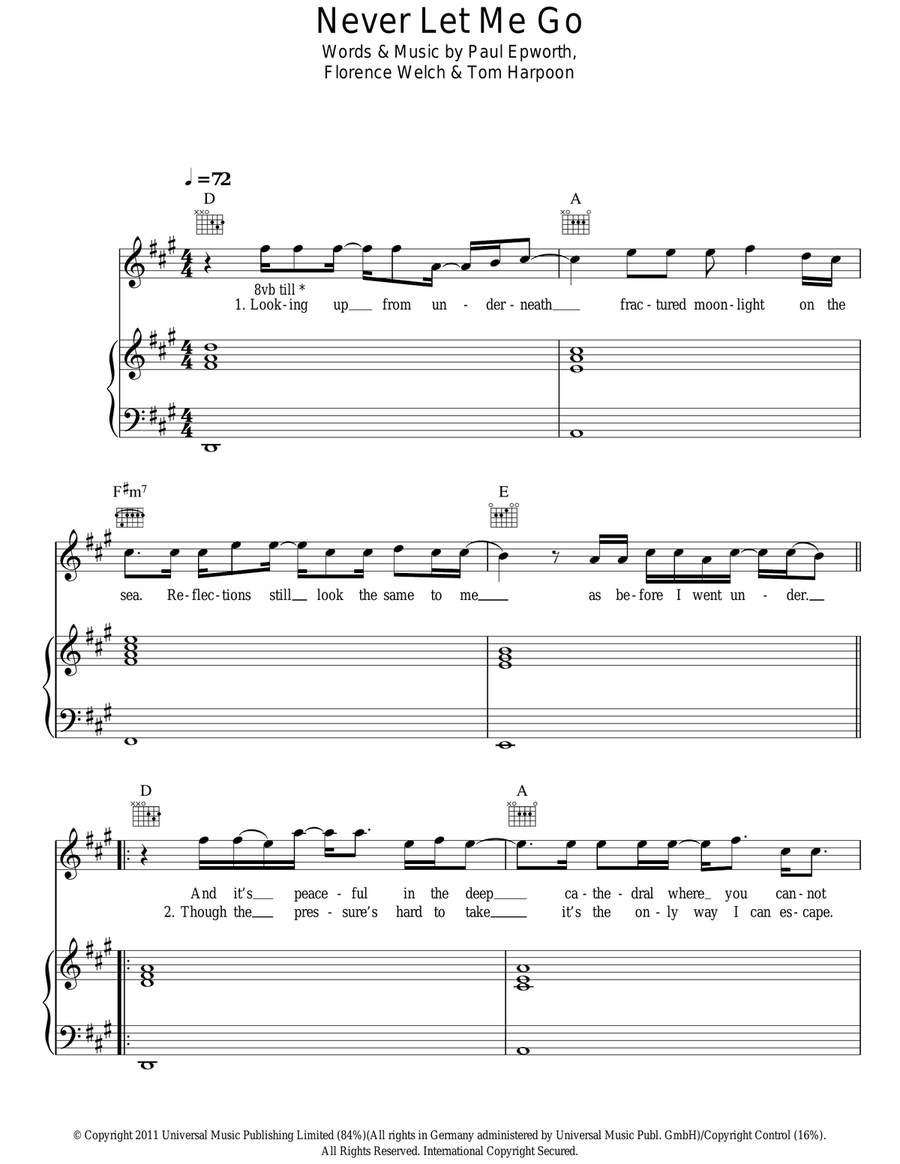 Never Let Me Go Acoustic Guitar scores gallery preview page 1