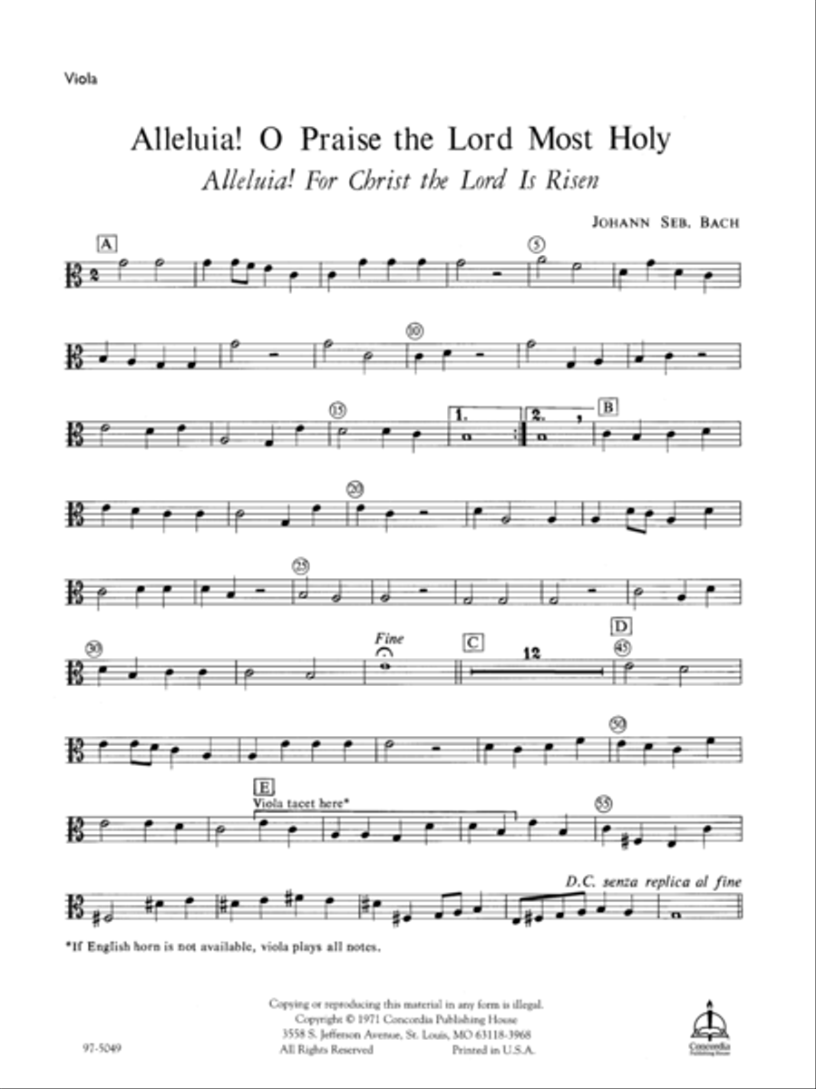 Alleluia! For Christ the Lord Is Risen / Alleluia! O Praise the Lord Most Holy (Instrumental Parts) Orchestra scores gallery preview page 4