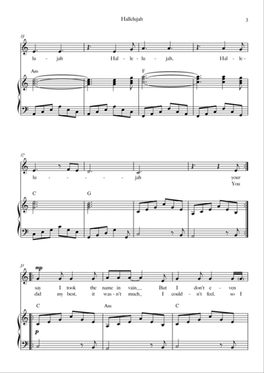 Hallelujah Voice scores gallery preview page 3