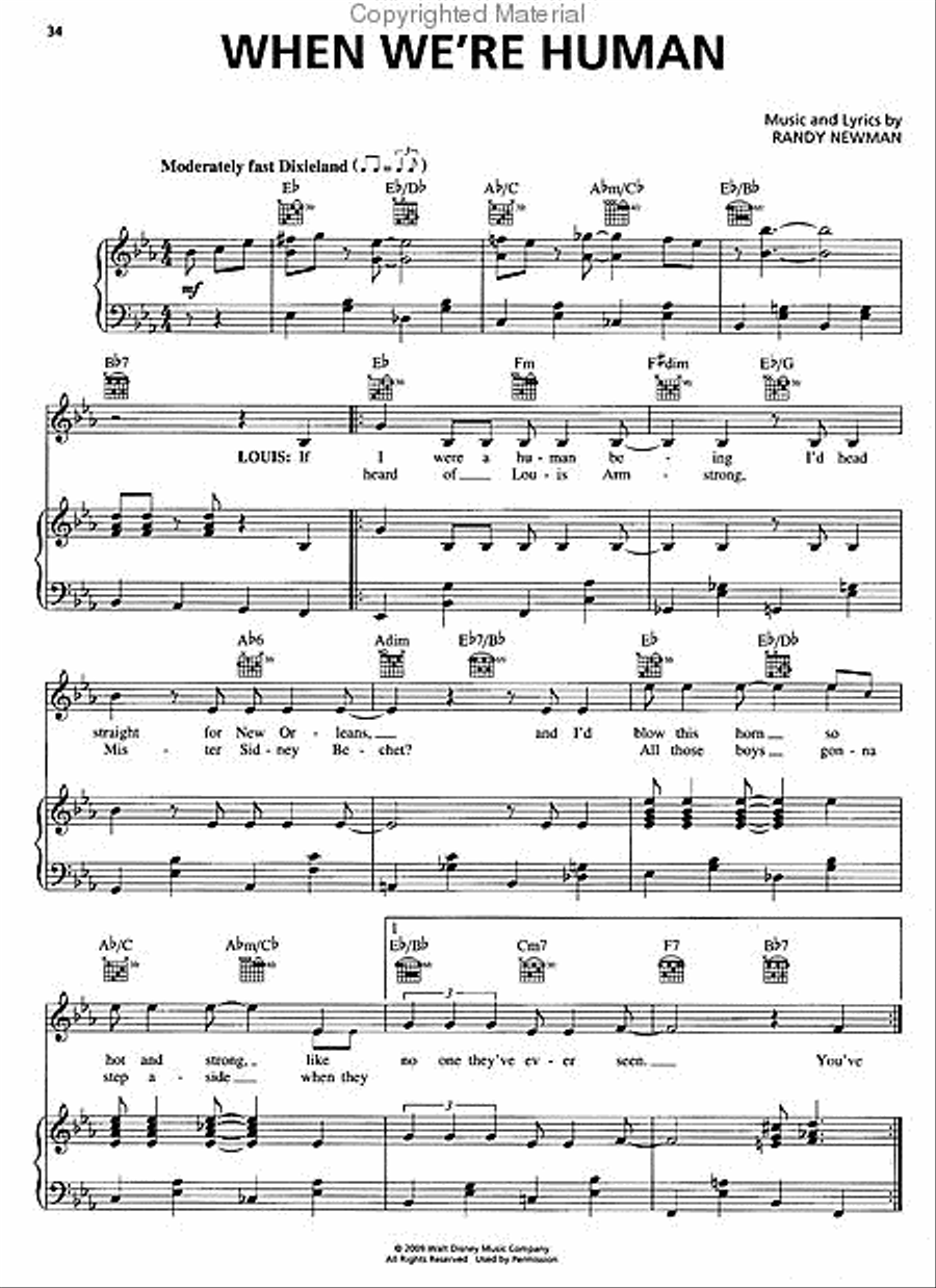 The Princess and the Frog Piano, Vocal, Guitar scores gallery preview page 4
