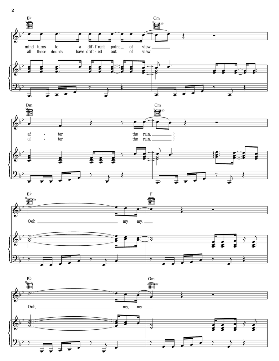 Into Yesterday Piano, Vocal, Guitar scores gallery preview page 2