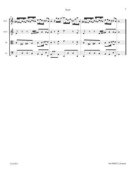 Bach: Adagio in a minor BWV 564 transcribed for String Quartet image number null
