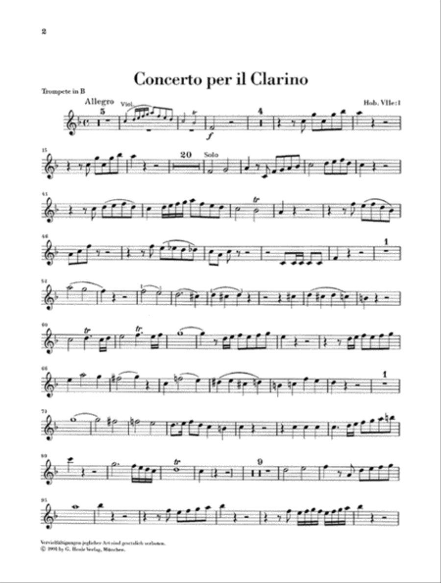 Concerto for Trumpet and Orchestra in E-Flat Major Hob.VIIe:1