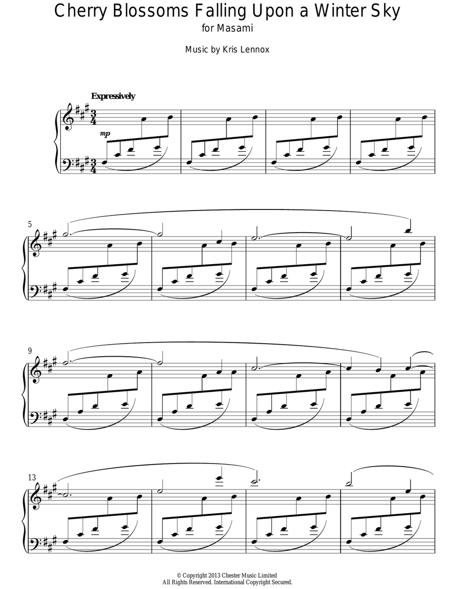 Cherry Blossoms Falling Upon A Winter Sky Piano Solo scores gallery preview page 1
