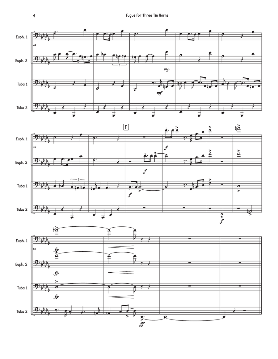 Fugue For Tinhorns Brass Quartet scores gallery preview page 4