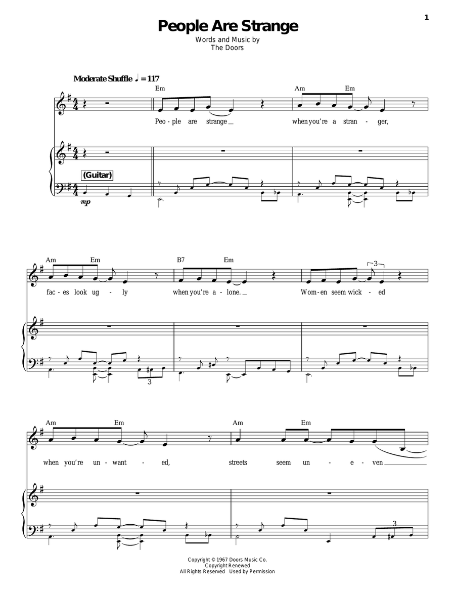 People Are Strange People Are Strange Piano, Vocal scores gallery preview page 1