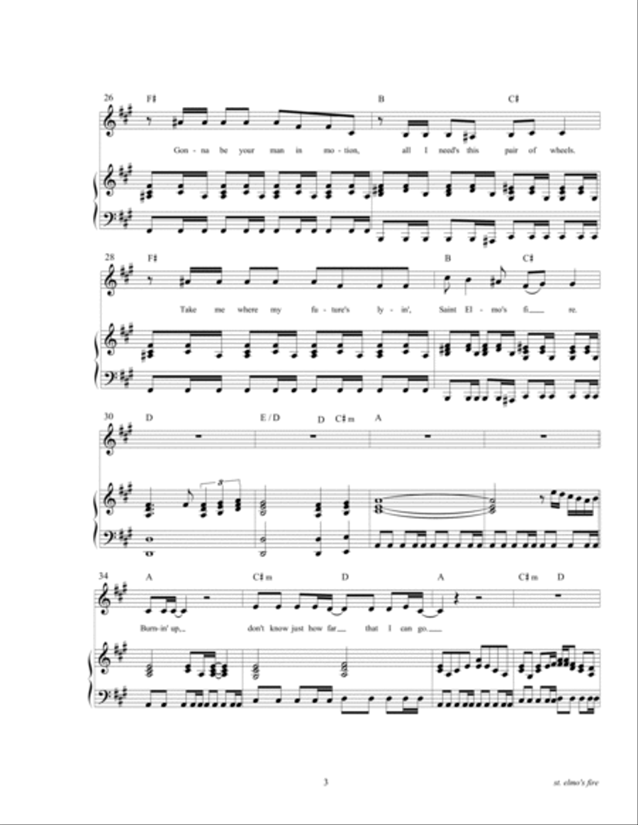 St. Elmo's Fire (Man In Motion) Piano, Vocal scores gallery preview page 5