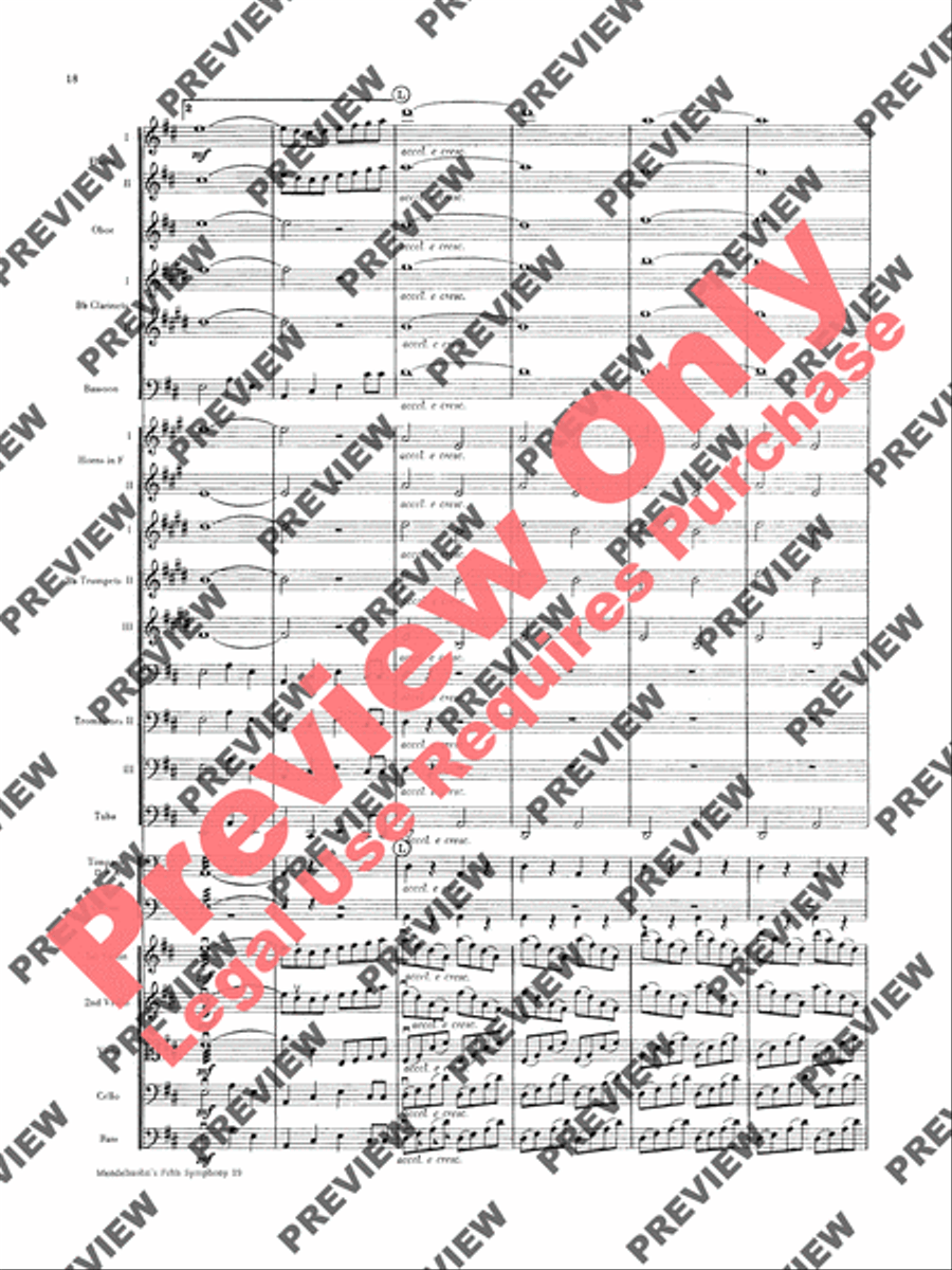Mendelssohn's 5th Symphony Reformation, 4th Movement Full Orchestra scores gallery preview page 19
