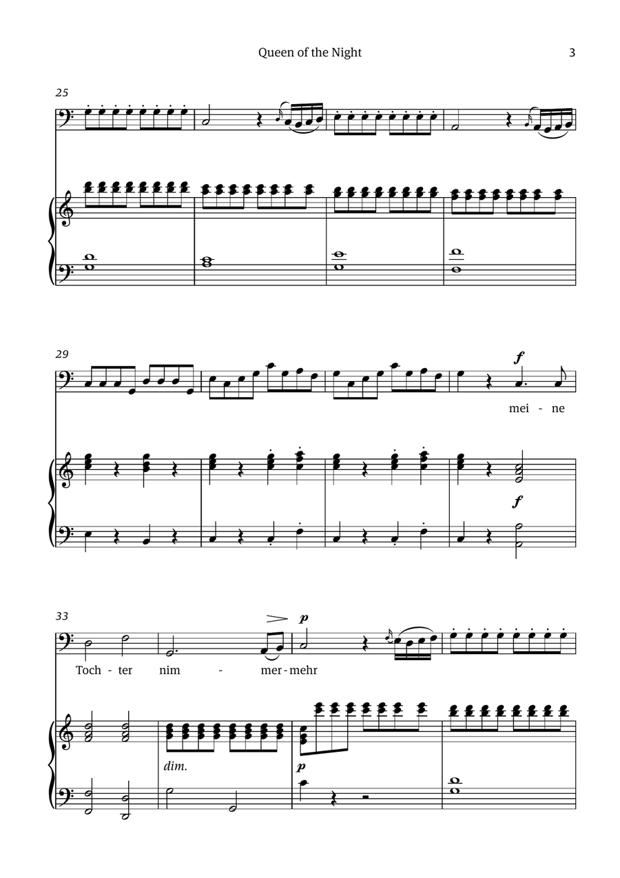 Queen of the Night (aria) - for BASS in A minor Chamber Music scores gallery preview page 3