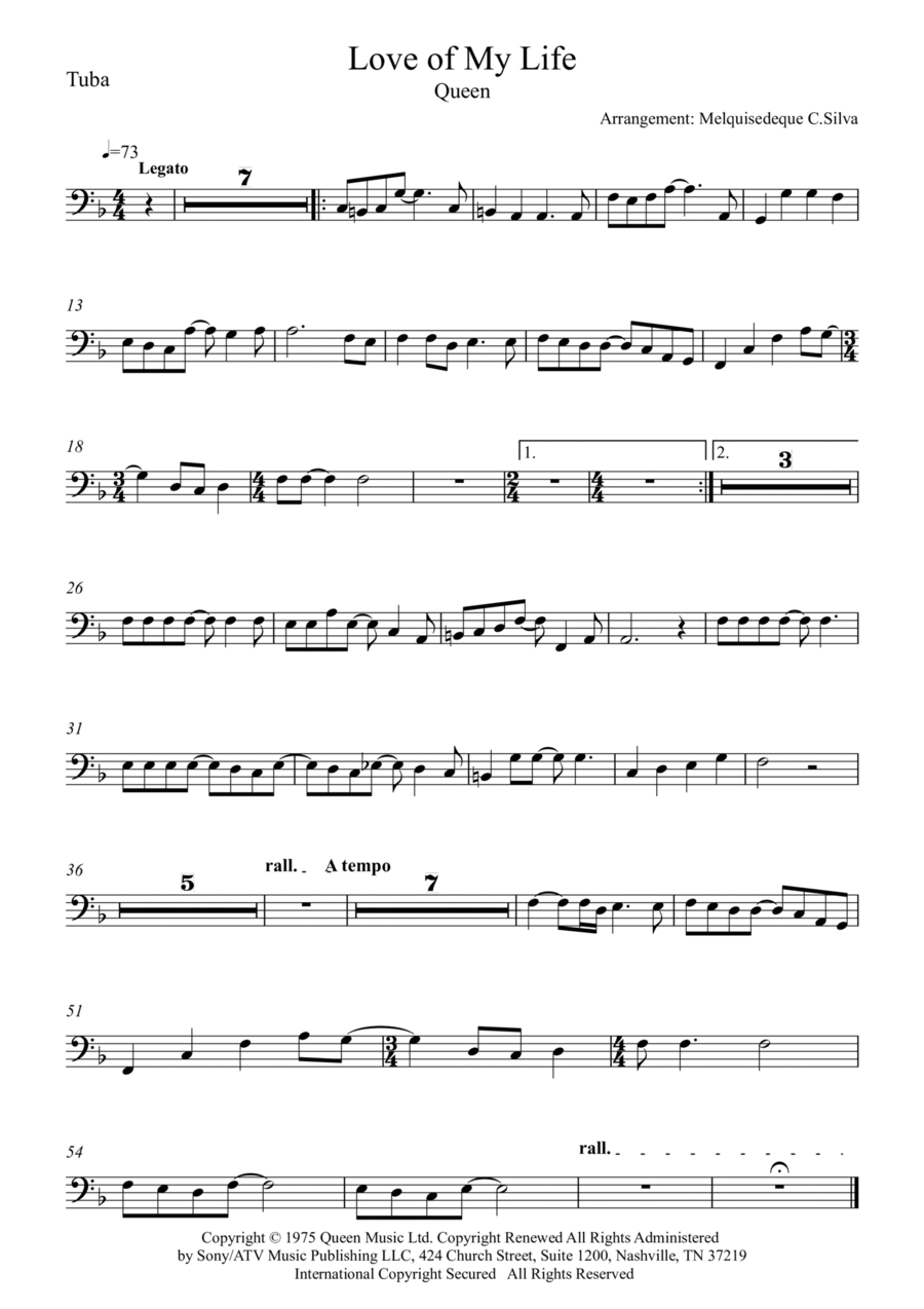 Love Of My Life Tuba scores gallery preview page 1