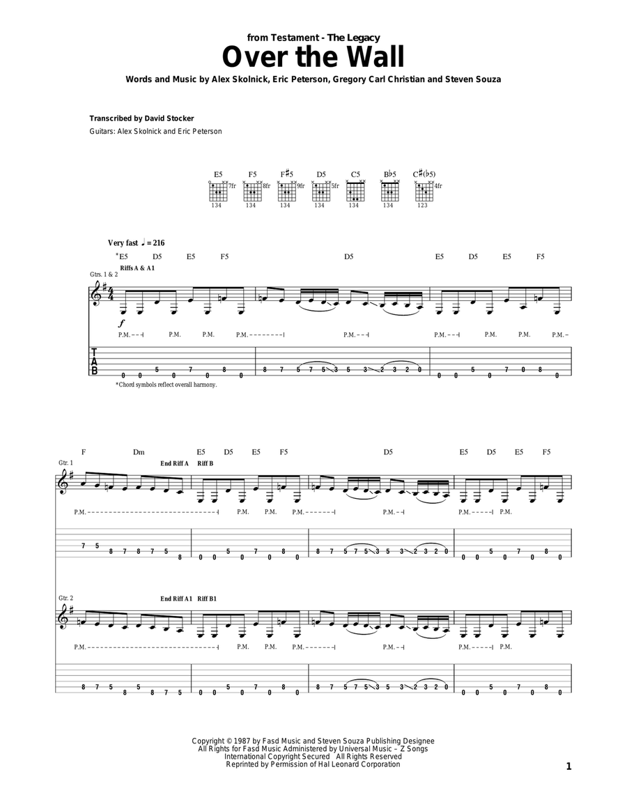 Over The Wall Acoustic Guitar scores gallery preview page 1