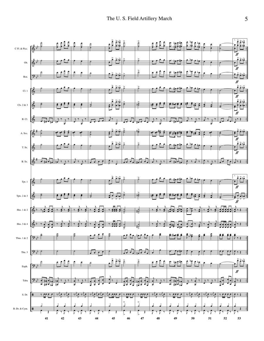 The United States Field Artillery March Concert Band scores gallery preview page 4