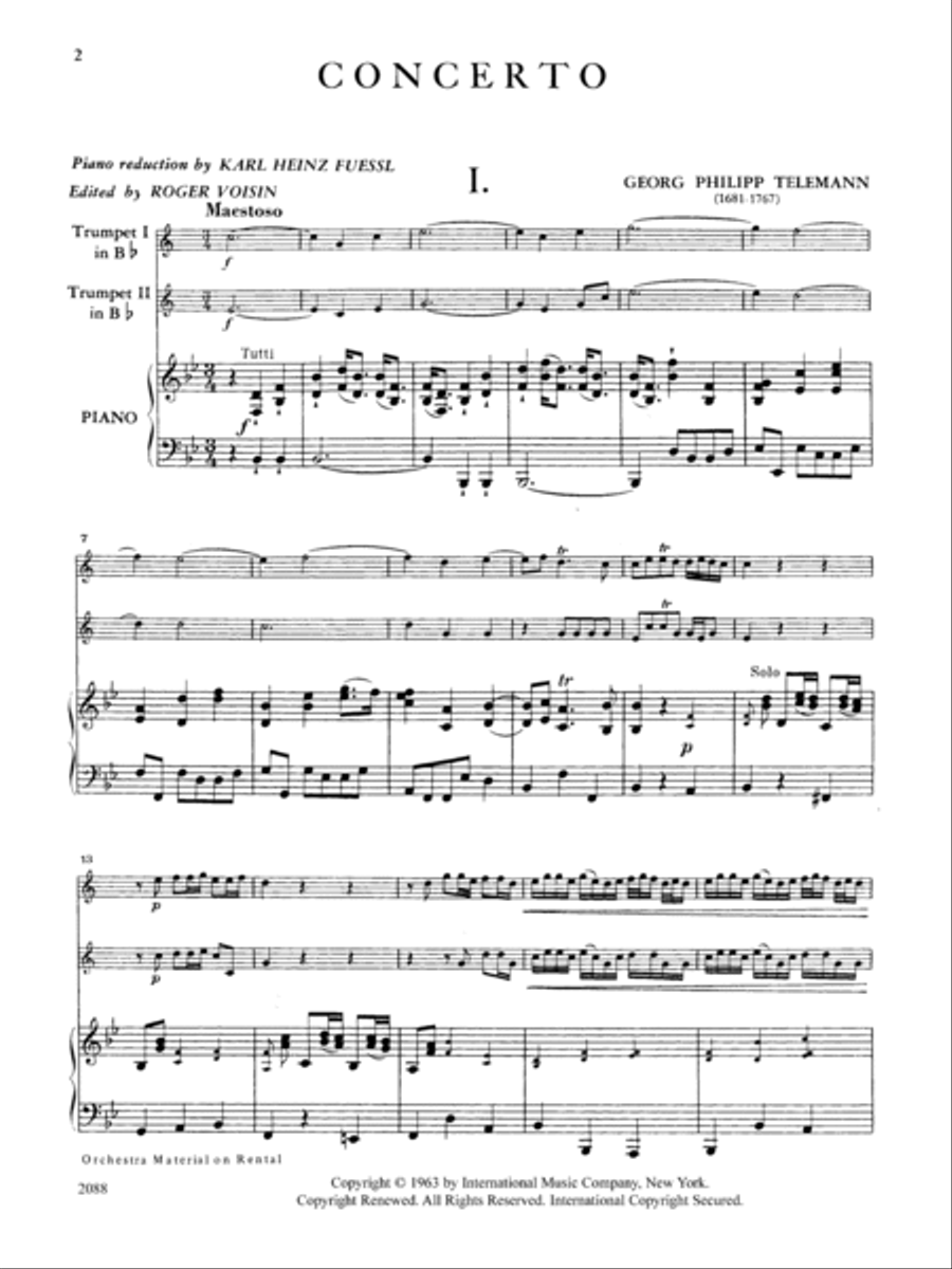 Concerto In B Flat Major Concerto In B Flat Major Trumpet Duet scores gallery preview page 2