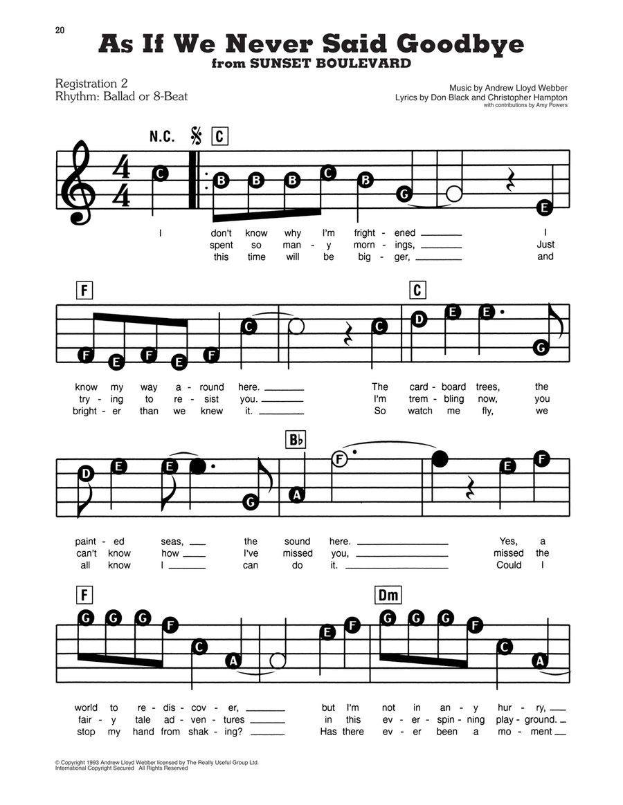 As If We Never Said Goodbye (from Sunset Boulevard) Electronic Keyboard scores gallery preview page 1