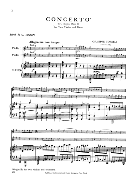 Concerto In G Major, Opus 8