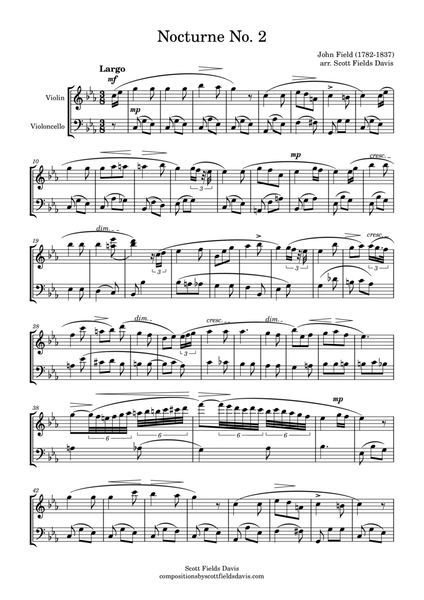 Nocturne No. 2 by John Field, arranged for string duet by Scott Fields Davis image number null