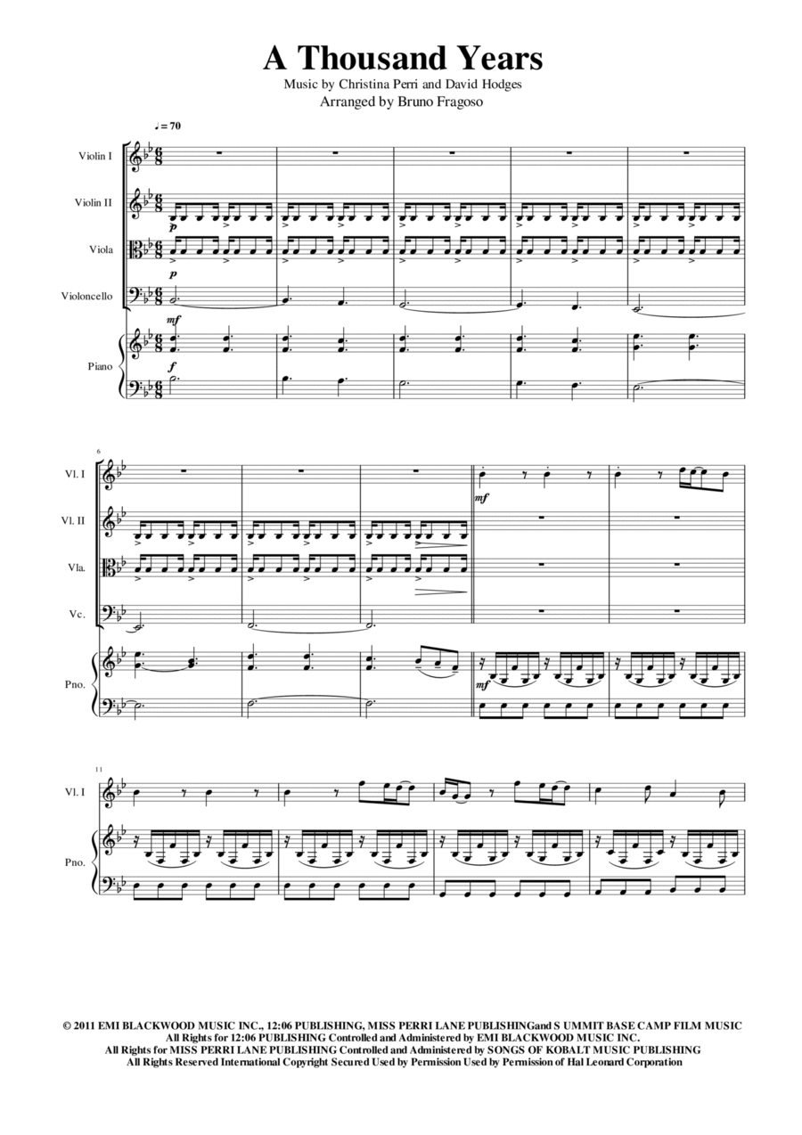 A Thousand Years Small Ensemble scores gallery preview page 1