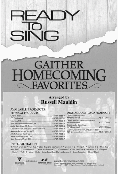 Ready To Sing: Gaither Homecoming Favorites (CD Preview Pack) image number null