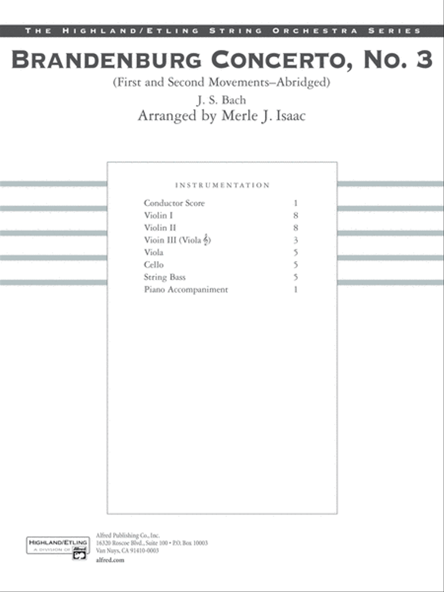 Brandenburg Concerto No. 3: Score String Orchestra scores gallery preview page 1