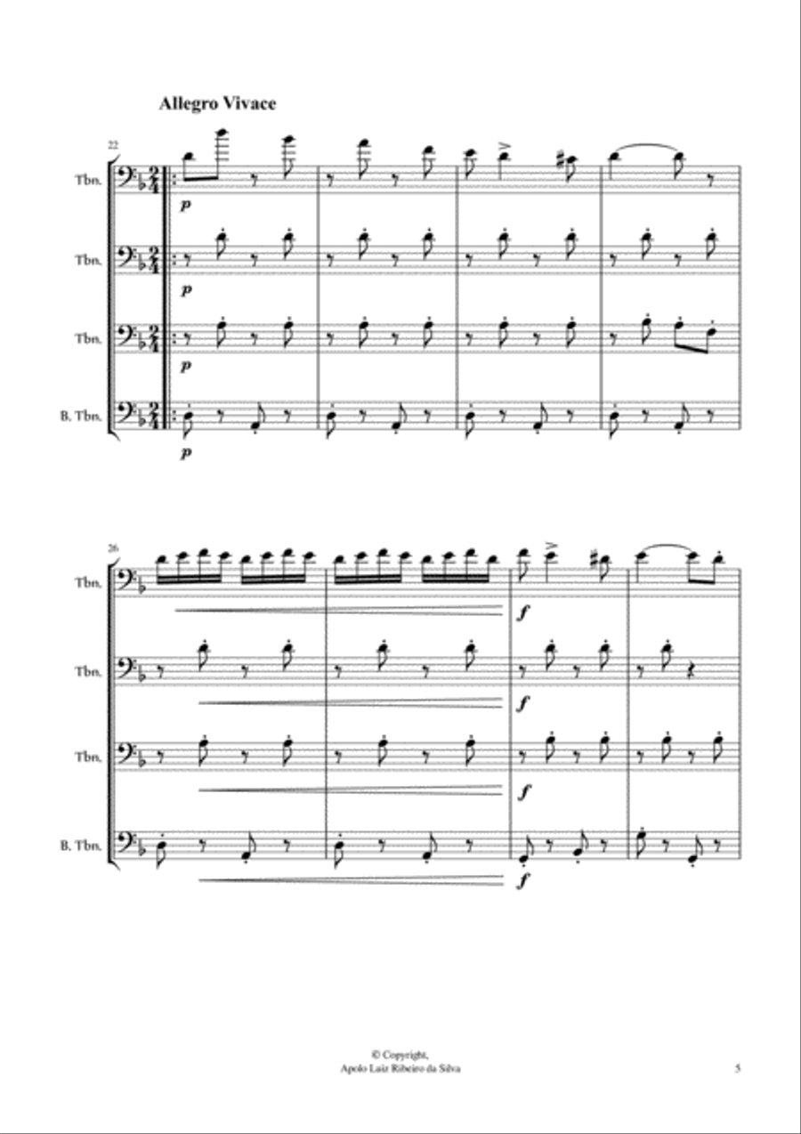 Czardas (for Trombone Quartet) Trombone Quartet scores gallery preview page 6